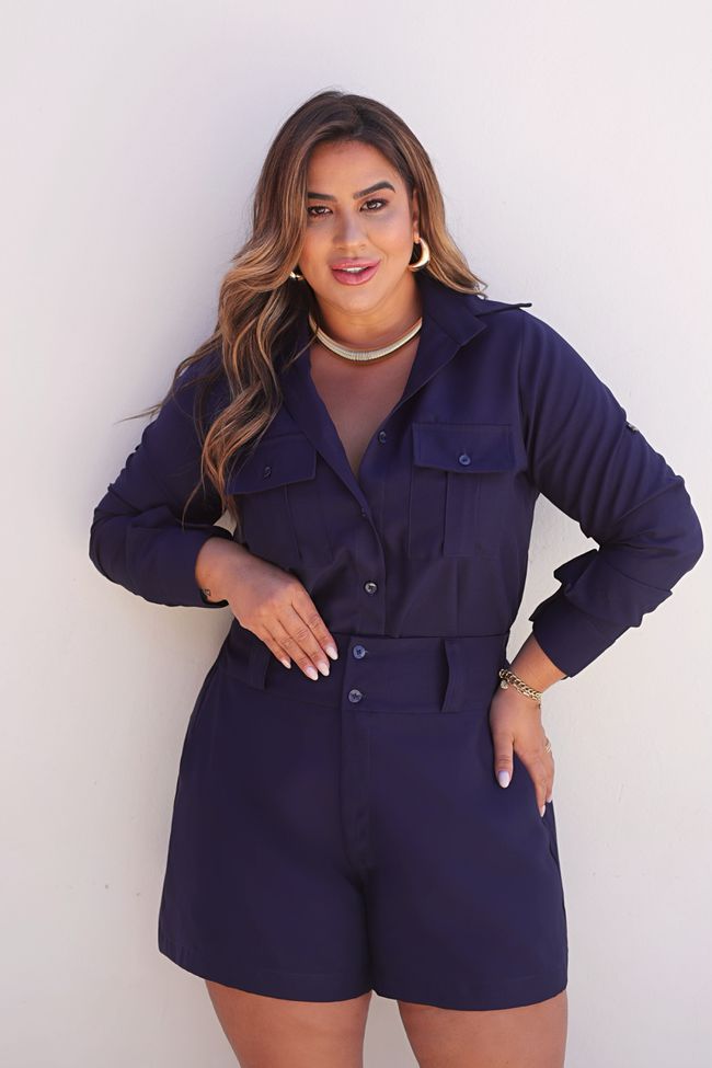 Conjunto Louíse Marine - TA242417 - TAMTAUM PLUS SIZE FASHION