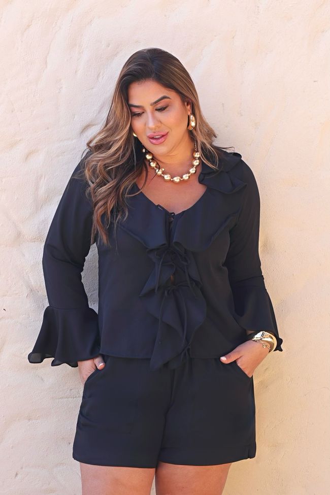 Blusa Thamara Black - TA242471 - TAMTAUM PLUS SIZE FASHION
