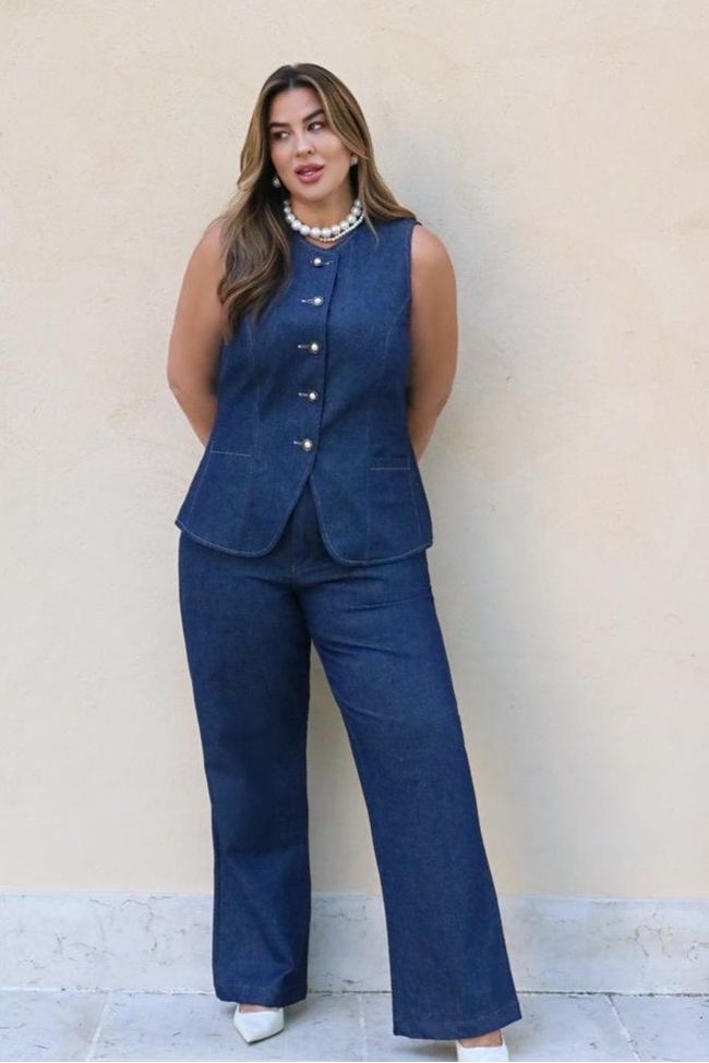 Calça Elis Denim - TA242598 - TAMTAUM PLUS SIZE FASHION
