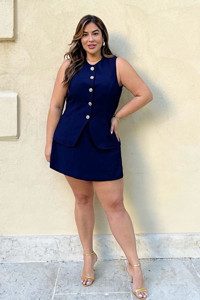 Short Saia Elis Marine - TA242616 - TAMTAUM PLUS SIZE FASHION