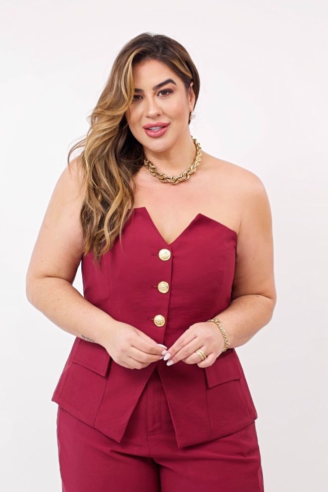 Corset Nick Wine - TA242624 - TAMTAUM PLUS SIZE FASHION