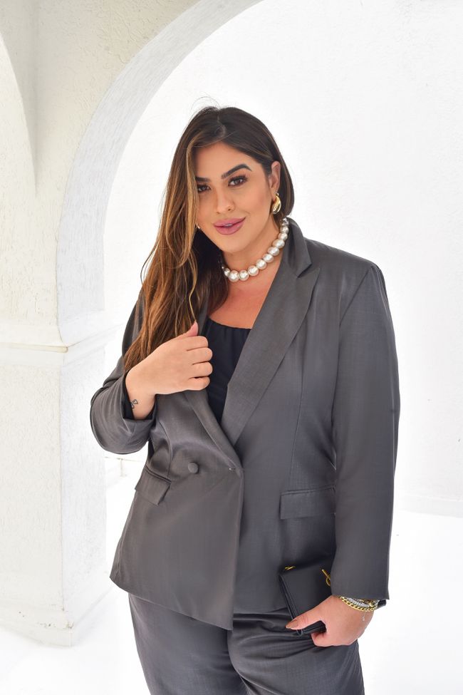 Blazer Dianna Grafite - TA242267 - TAMTAUM PLUS SIZE FASHION