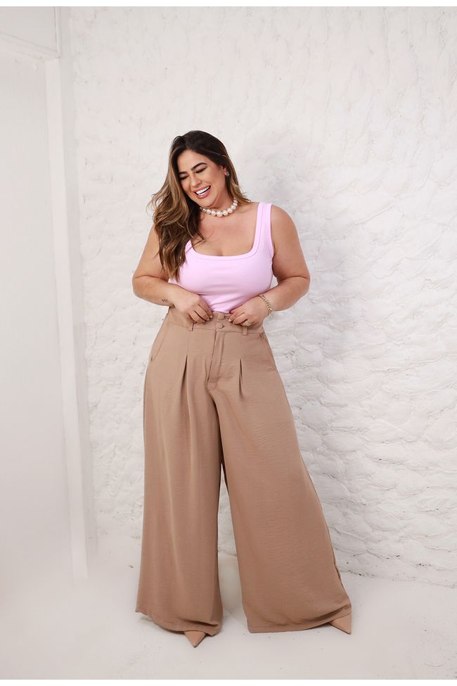 Calça Marcella cream - TA241794 - TAMTAUM PLUS SIZE FASHION