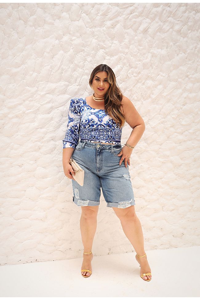 Blusa Clara Blue - TA242084 - TAMTAUM PLUS SIZE FASHION