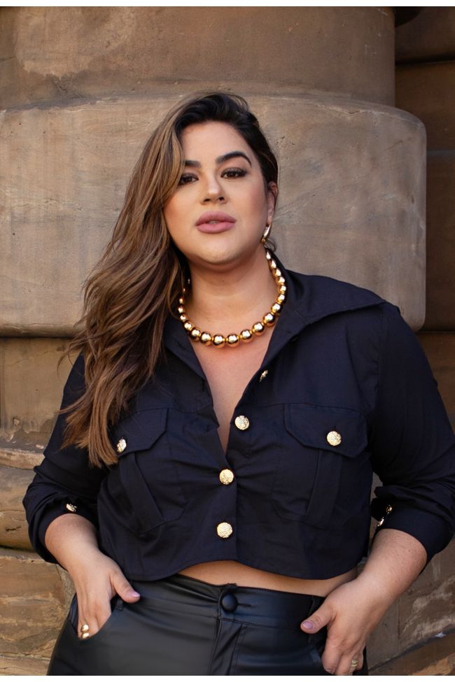 Camisa Agata Black - TA242011 - TAMTAUM PLUS SIZE FASHION