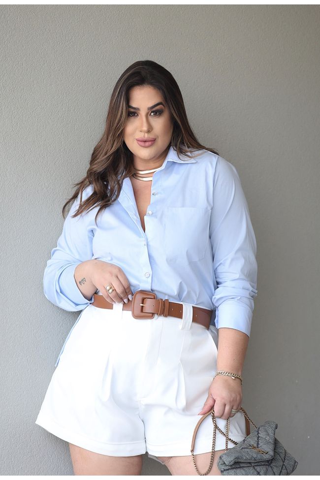 Camisa Cléo Blue - TA242053 - TAMTAUM PLUS SIZE FASHION