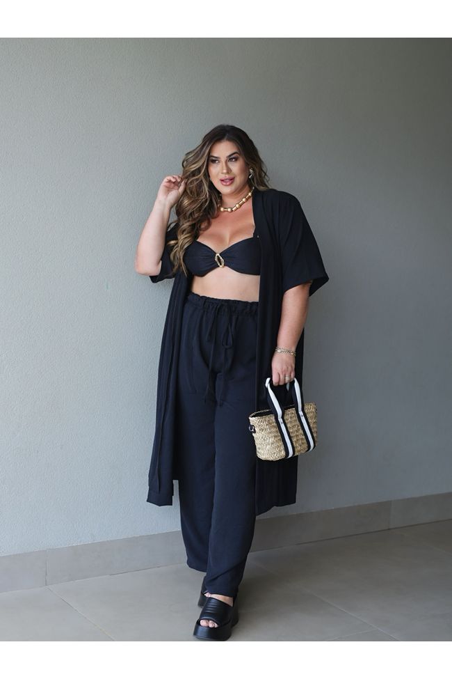 Kimono Yara Black - TA242138 - TAMTAUM PLUS SIZE FASHION