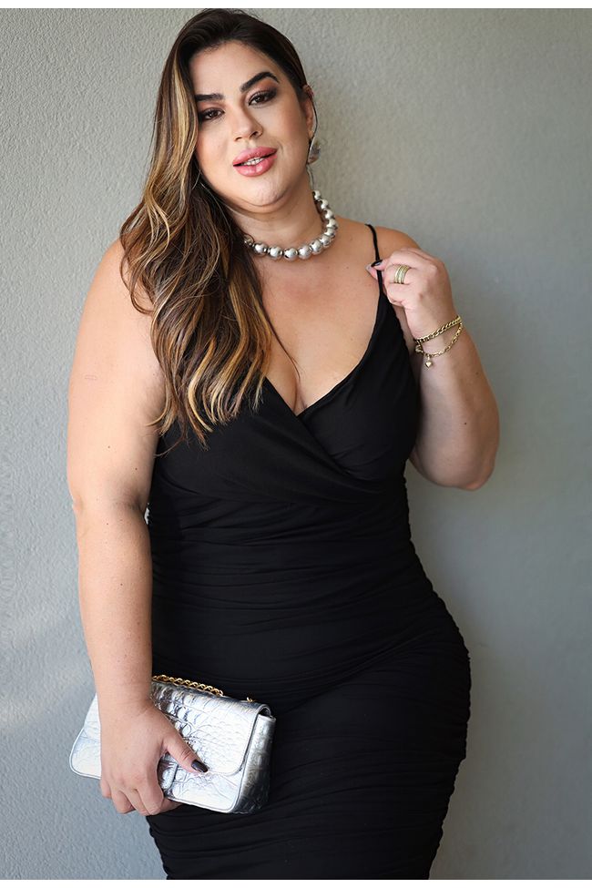 Vestido Cherry Black - TA242198 - TAMTAUM PLUS SIZE FASHION