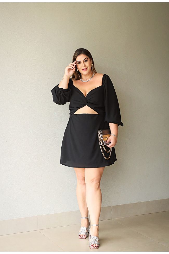 Vestido Clara Black - TA242080 - TAMTAUM PLUS SIZE FASHION