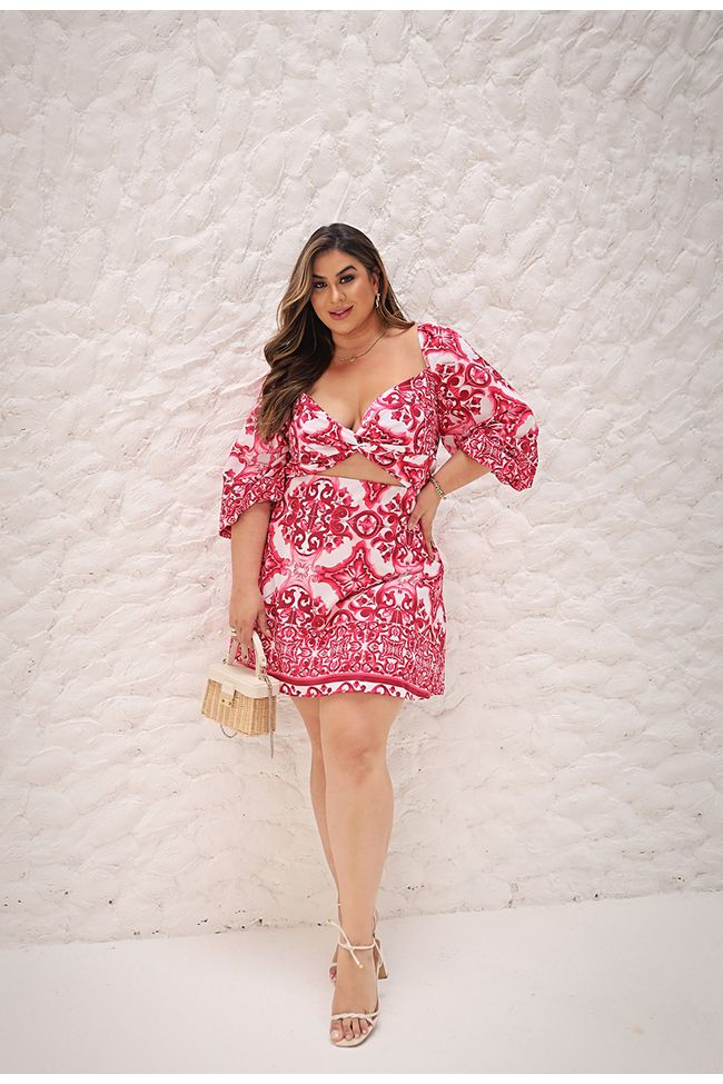 Vestido Clara Cherry - TA242078 - TAMTAUM PLUS SIZE FASHION