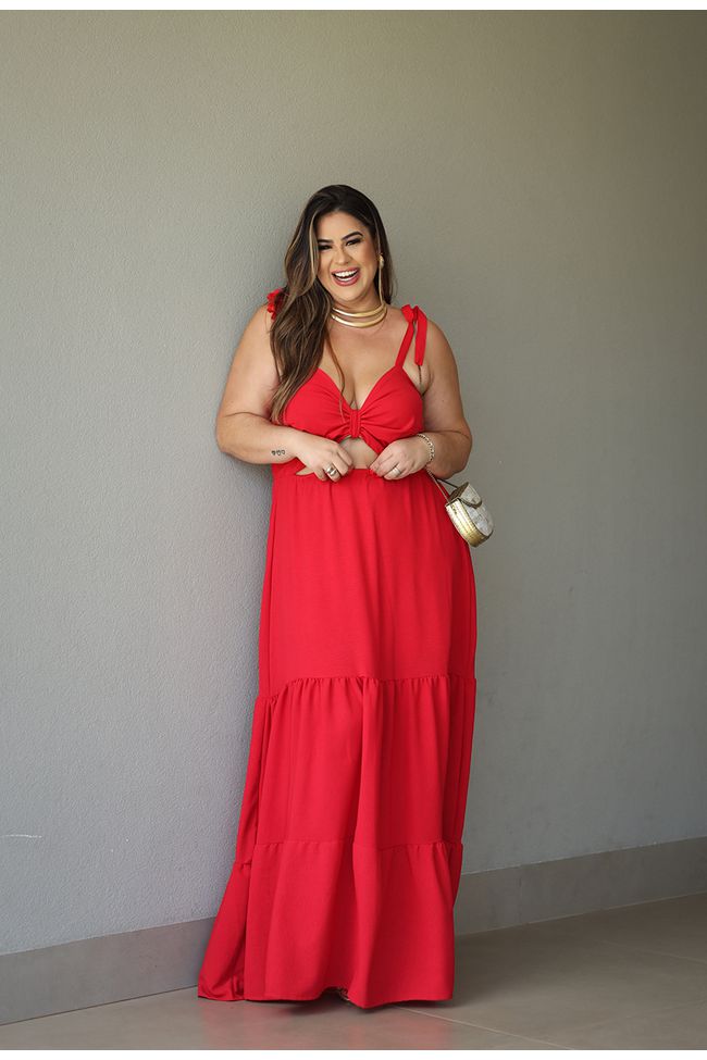 Vestido Renata Red - TA242119 - TAMTAUM PLUS SIZE FASHION