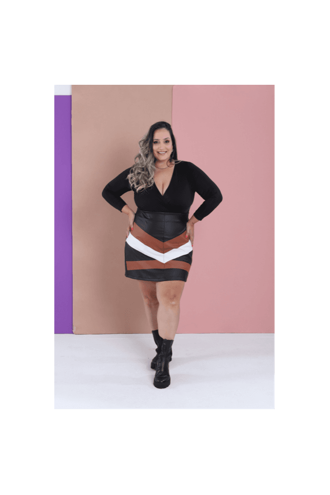 Saia Tricolor Vanessa - TA335639 - TAMTAUM PLUS SIZE FASHION
