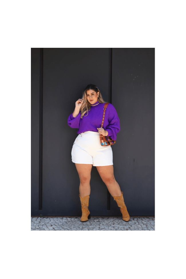 Short Maisa Off white - TA241789 - TAMTAUM PLUS SIZE FASHION