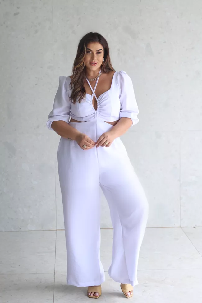 Macacão Liza White - TA242338 - TAMTAUM PLUS SIZE FASHION