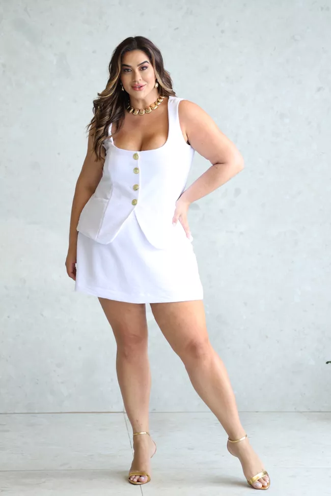 Short Saia Elis White - TA242285 - TAMTAUM PLUS SIZE FASHION