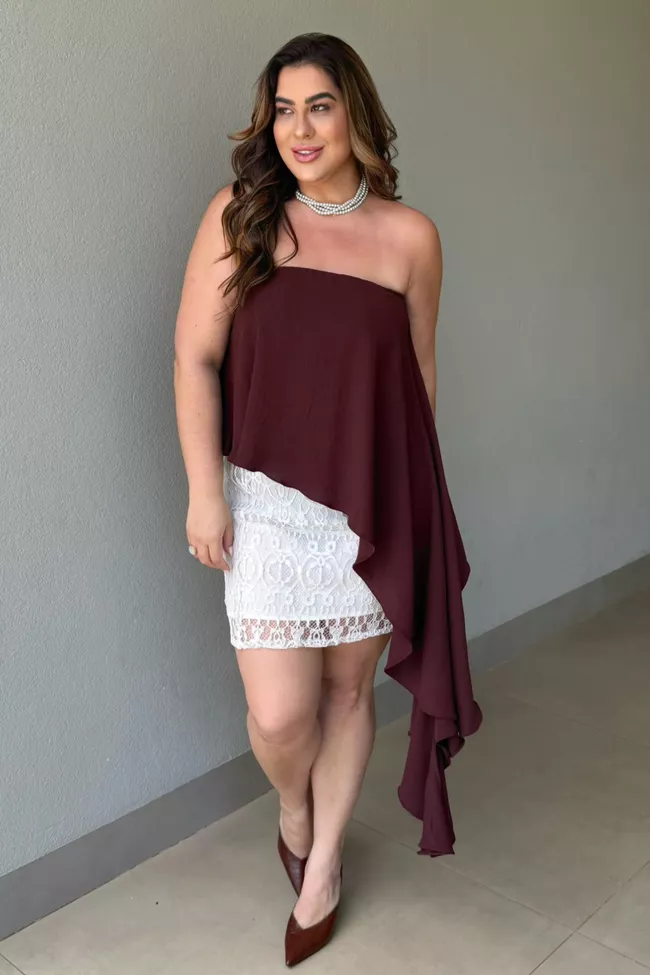 Blusa Stella Coffee - TA242419 - TAMTAUM PLUS SIZE FASHION