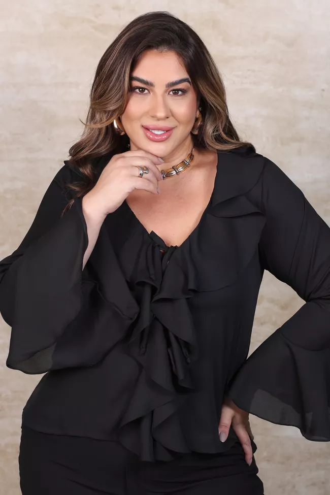 Blusa Thamara Black - TA242471 - TAMTAUM PLUS SIZE FASHION