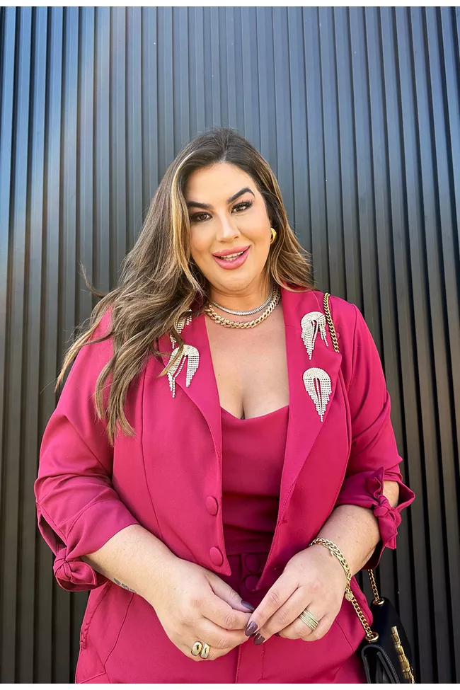 Blazer Milena Ruby - TA242017 - TAMTAUM PLUS SIZE FASHION