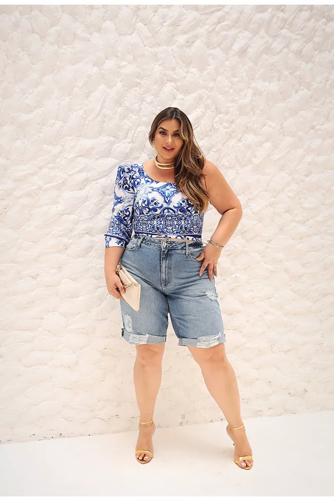 Blusa Clara Blue - TA242084 - TAMTAUM PLUS SIZE FASHION