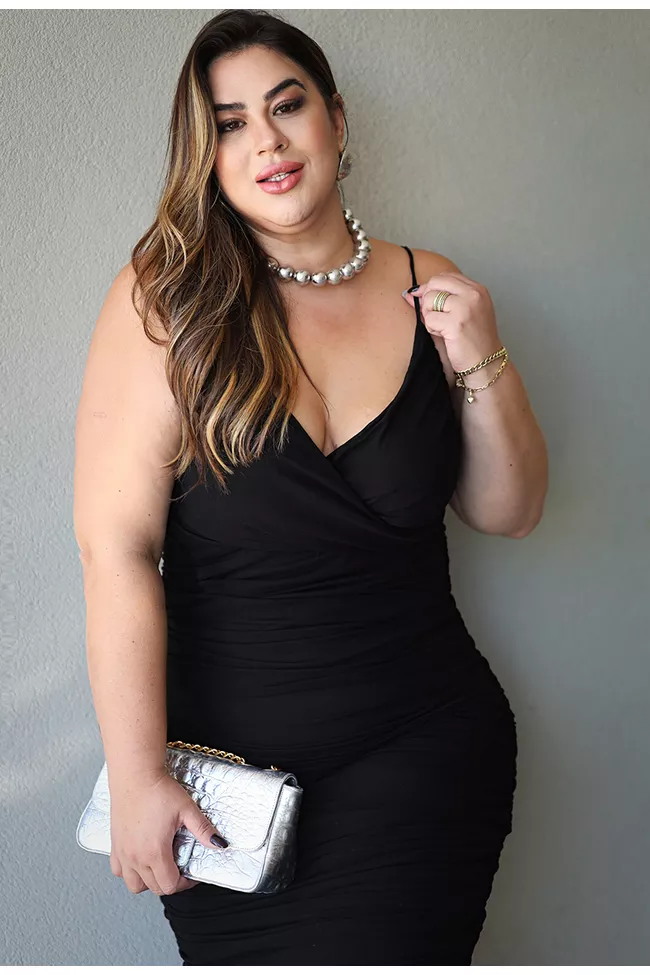 Vestido Cherry Black - TA242198 - TAMTAUM PLUS SIZE FASHION