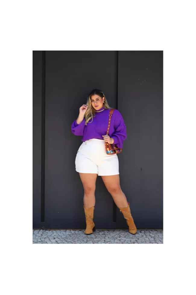 Short Maisa Off white - TA241789 - TAMTAUM PLUS SIZE FASHION