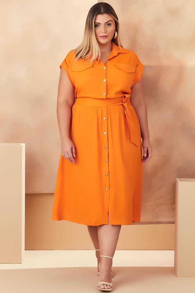 Vestido Midi MySize com Faixa Pespontada Plus Size Feminino - Art