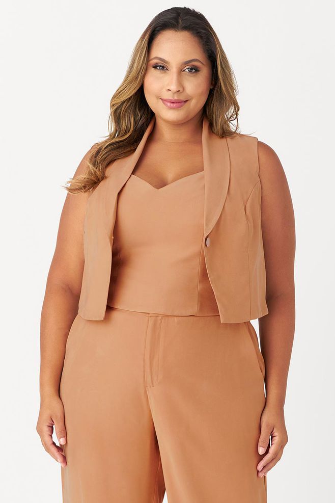 Colete MySize com Cropped com Abotoamento Feminino - Flash