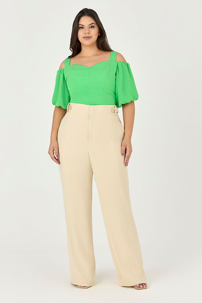 Calça Alfaiataria com Detalhe Botões - Garden | MySize