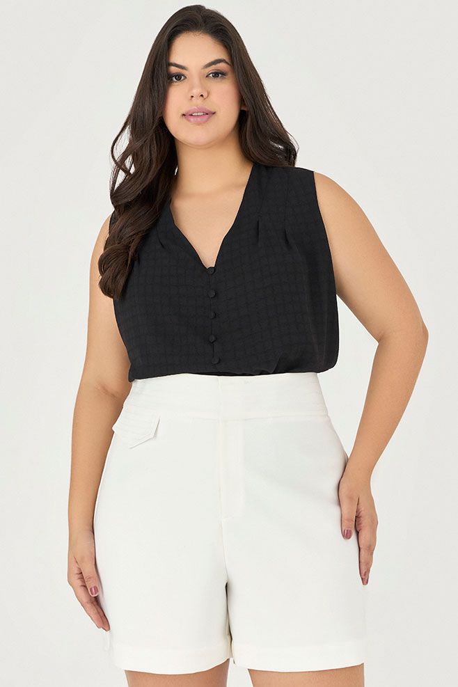 Short Alfaiataria com Pesponto Cós - Garden | MySize 