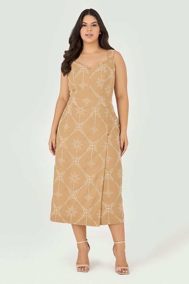 Vestido Midi com Detalhe Botão - Garden | MySize