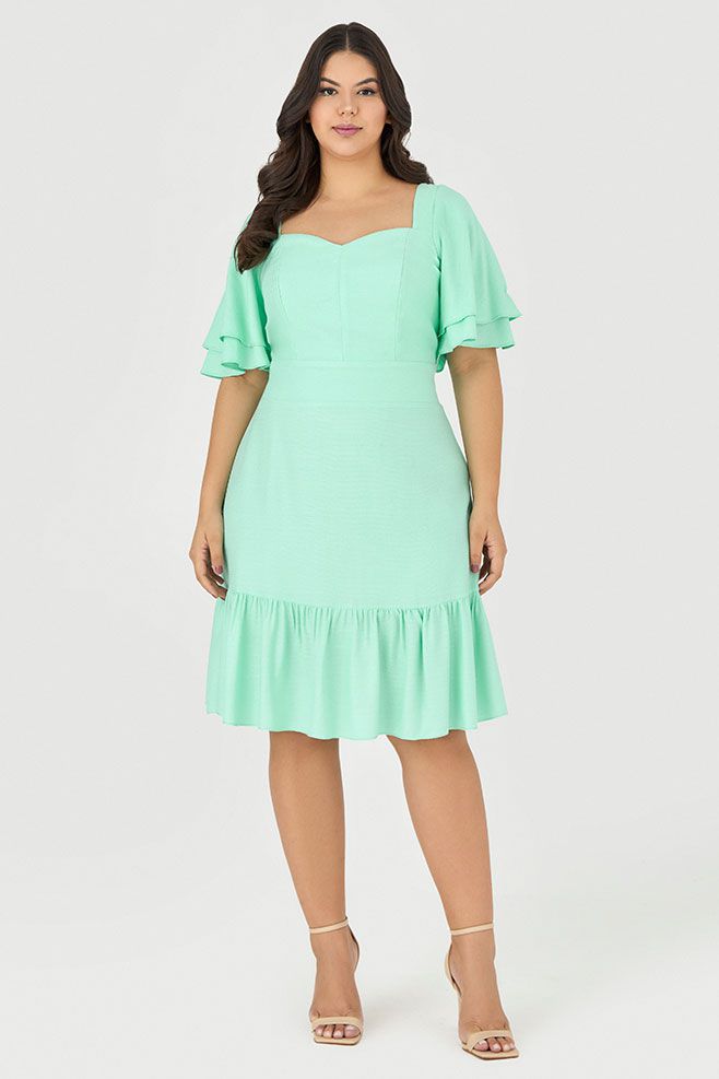 Vestido Curto com Babados e Mangas - Garden
