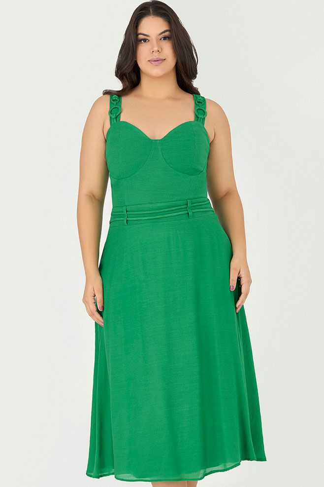 Vestido Midi com Detalhe Argola - Garden | MySize 