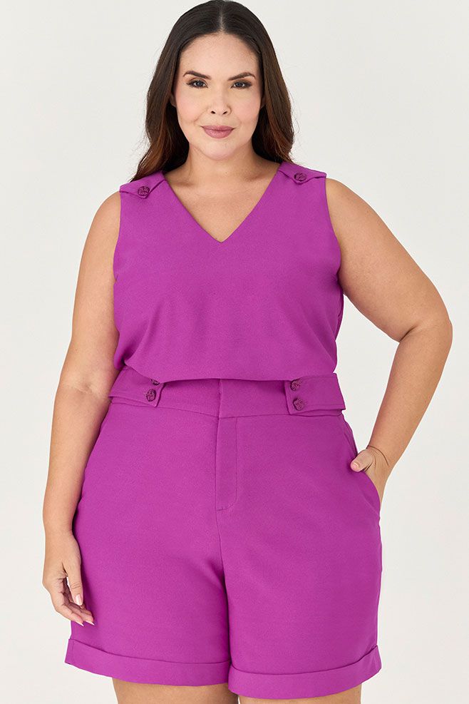 Short Alfaiataria com Detalhe Botões - MySize Ícones 