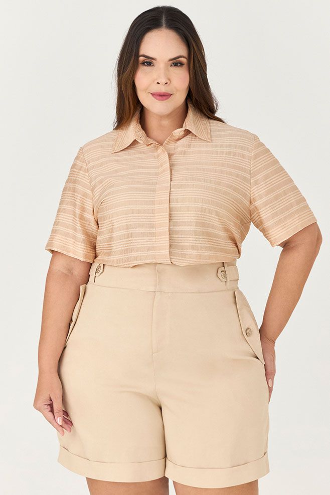 Short Alfaiataria com Detalhe Botão - MySize Ícones 