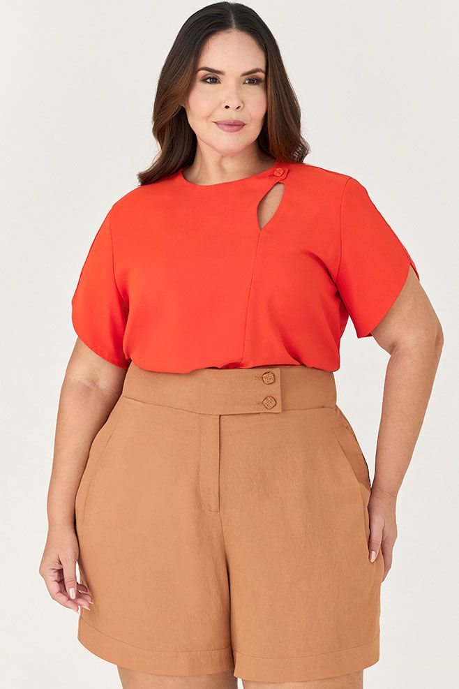 Short Alfaiataria com Detalhe Botão - MySize Ícones