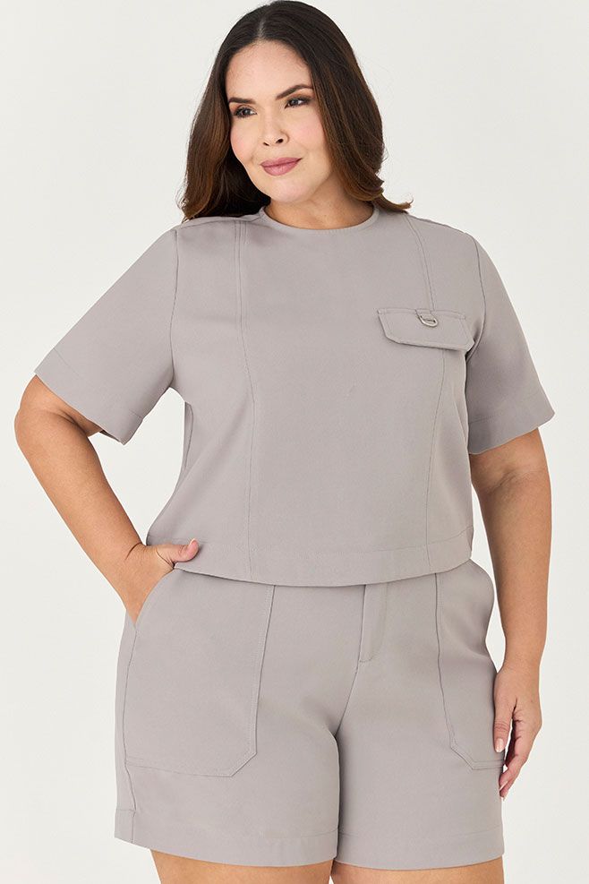 Short Alfaiataria com Detalhe Metal - MySize Ícones 