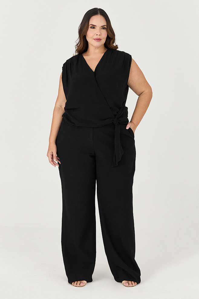 Calça Pantalona MySize com Detalhe Botão - Ícones