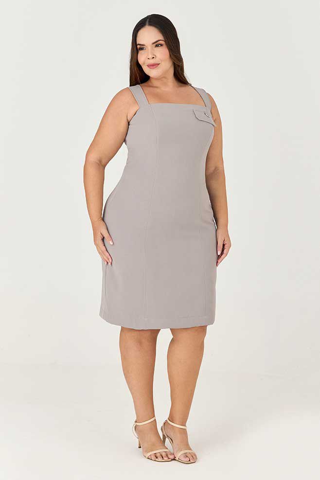 Vestido Midi MySize com Detalhe Argola - Ícones