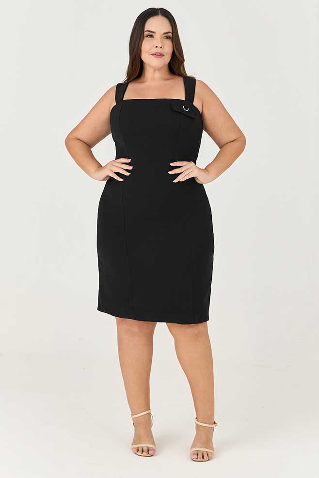 Vestido Midi MySize com Detalhe Argola - Ícones
