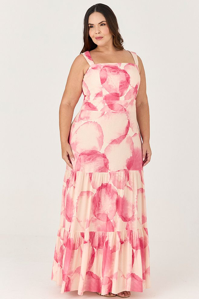 Vestido Longo Estampado com Marias MySize - Ícones