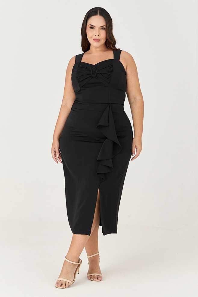 Conjunto Saia Midi com Babado MySize e Detalhe Fivela Coberta - Ícones