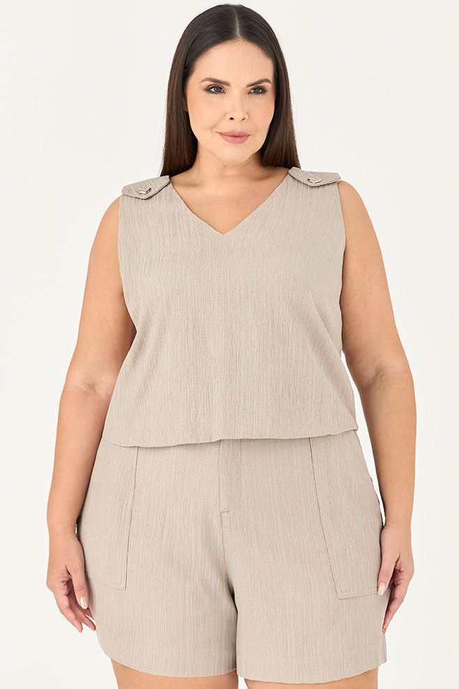 Conjunto Short e Blusa Detalhe Botão Coração - MySize In Love