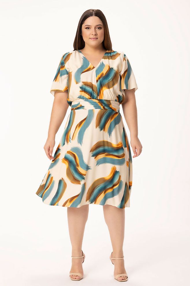 Vestido MySize Estampado com Franzido no Cós Feminino - Lume