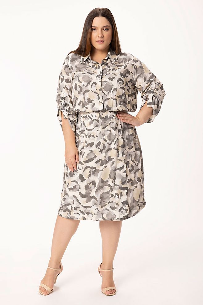 Vestido MySize Estampado Manga Longa Feminino - Lume
