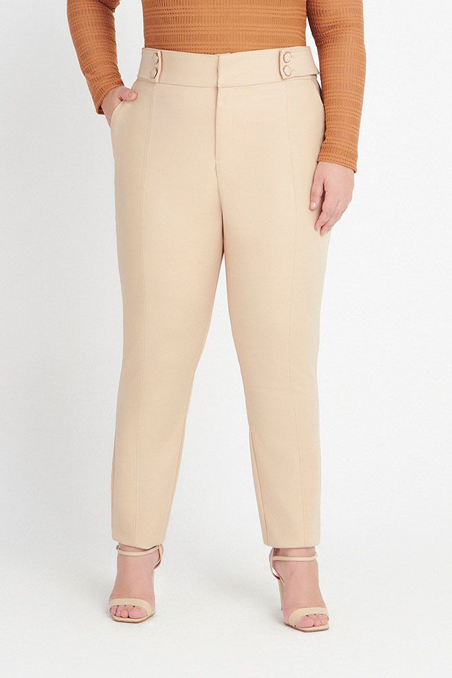 Calça MySize Alfaiataria com Detalhe Botões Feminino - Newlight