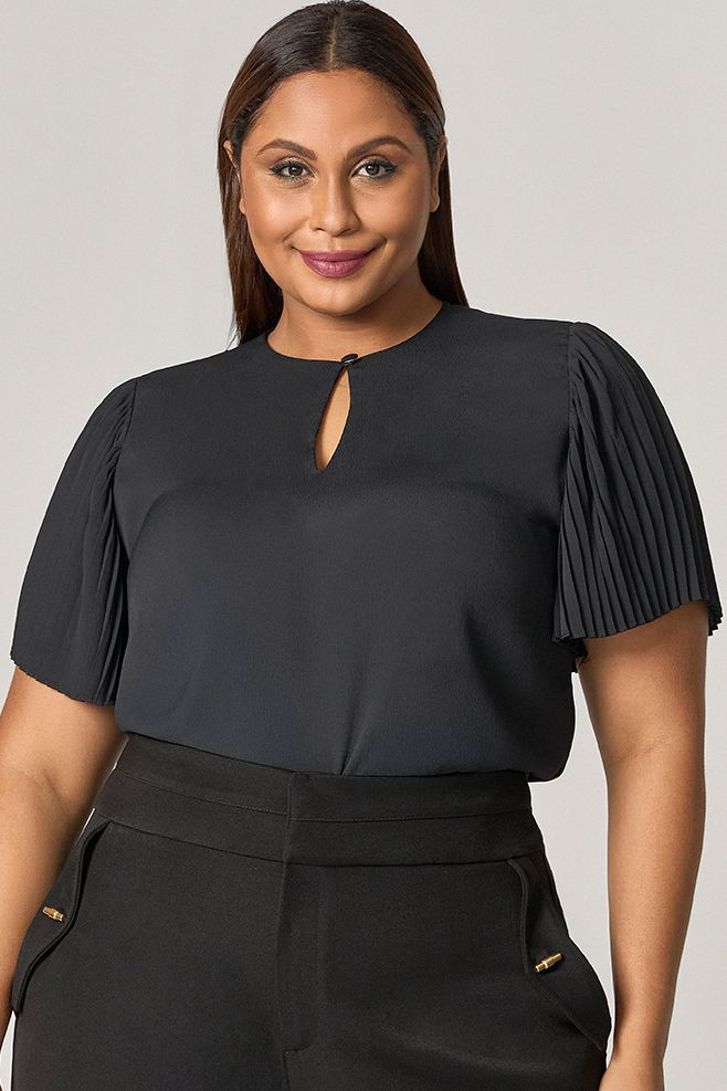 Blusa com Manga Plissada - MySize Mirror 