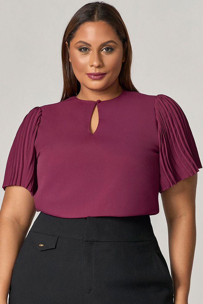 Blusa com Manga Plissada - MySize Mirror