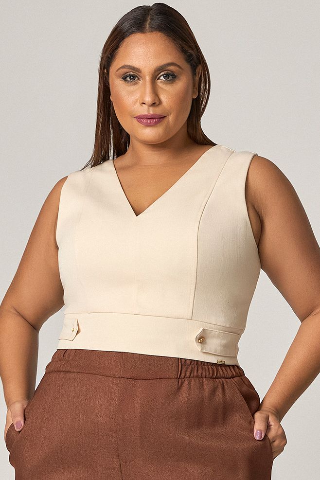 Cropped com Decote em V - MySize Mirror