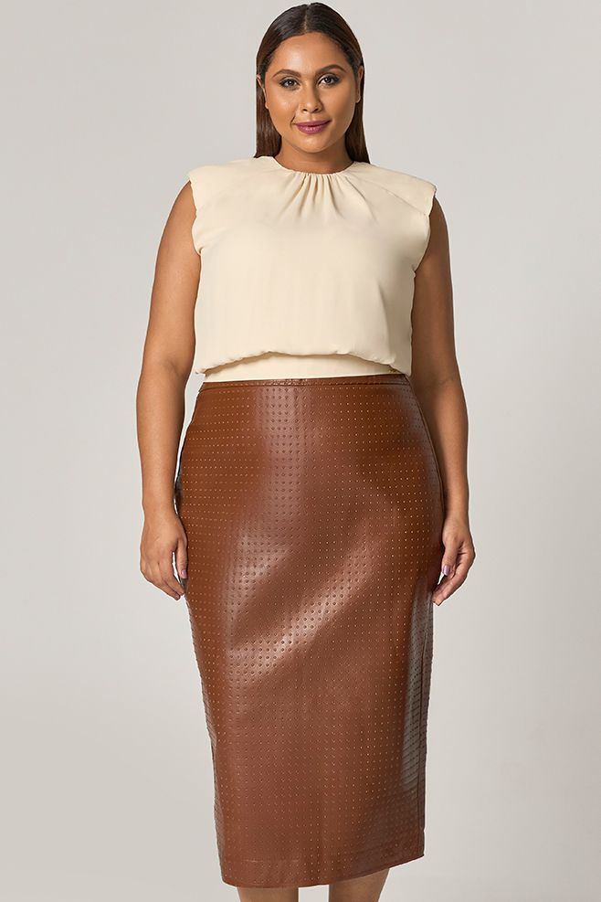 Saia Midi de Couro - MySize Mirror 