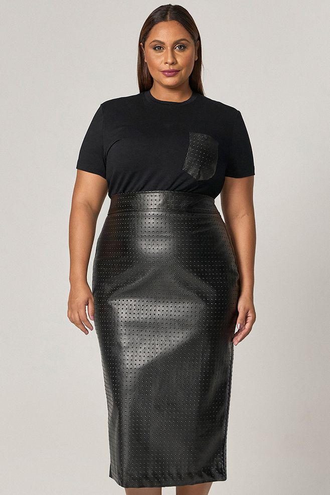 Saia Midi de Couro - MySize Mirror